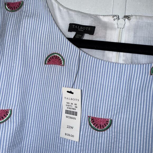 Talbots Women’s Watermelon Embroidered Seersucker Shift Dress Size 22W NWT - Picture 5 of 6